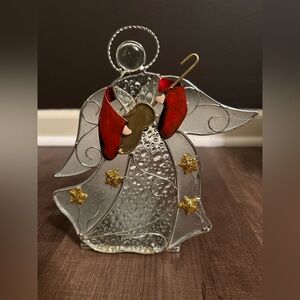 International Silver Company Stained Glass Votive Angel W/ Mandolin Box Holiday